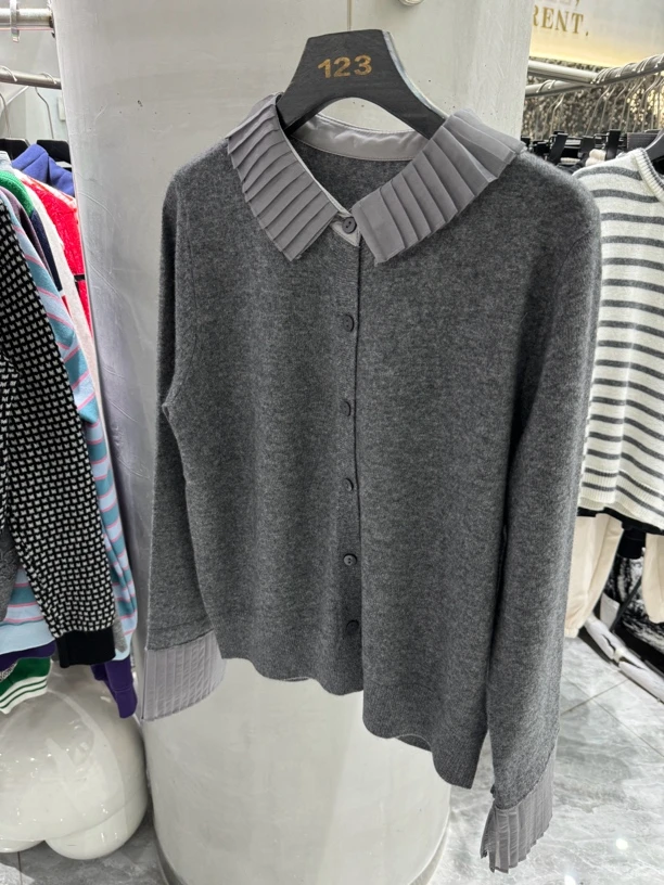 1981气质娃娃领小香风针织开衫女短款百搭毛衣外套