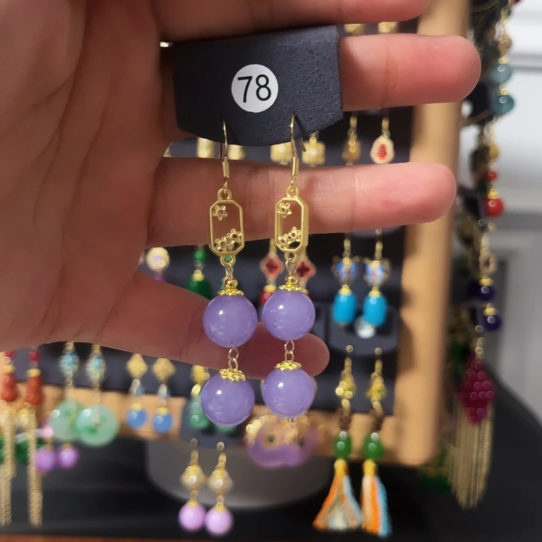 锆石纯铜925银耳饰