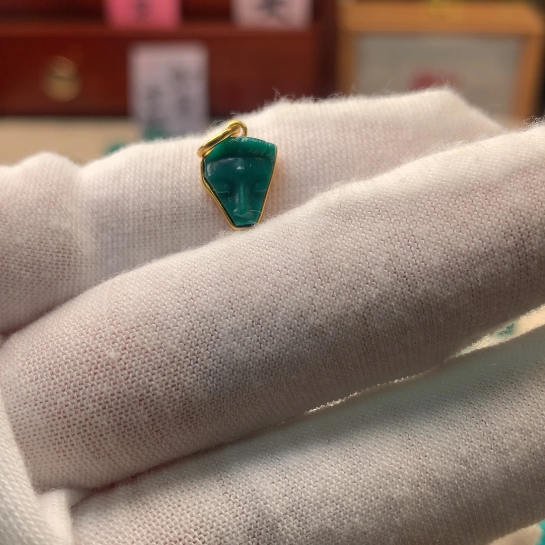 功***基绿松石18K金镶嵌配饰