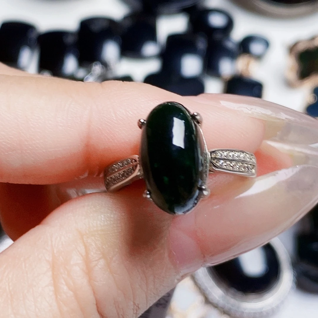 李***飞翡翠银S925镶嵌戒指