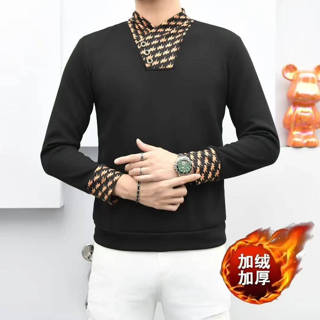 欧货男装时尚休闲翻领轻奢空气棉款百搭透气上衣潮流修身型66617