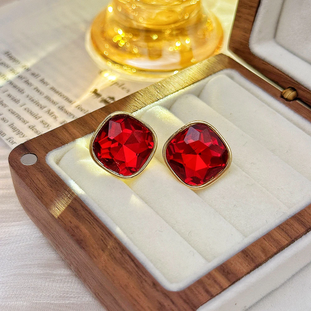 铜合金耳饰 【449】港风轻奢方形耳钉复古时尚气质耳环百搭个性耳饰