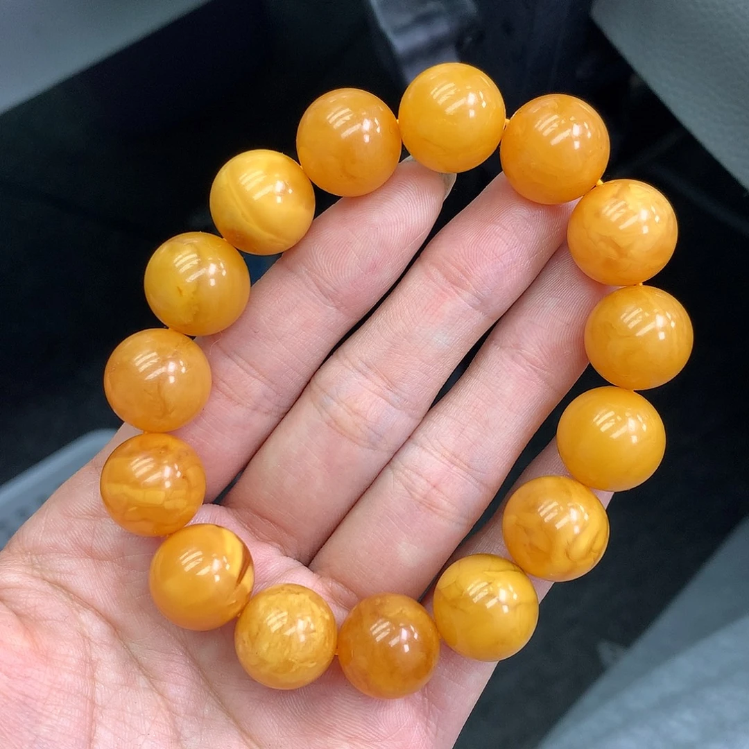 齁***瓜琥珀未镶嵌珠宝奇石14mm➕