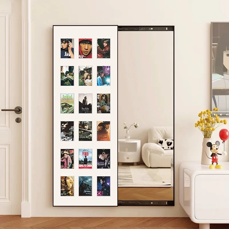 DIY艺术穿衣镜玄关隐藏式镜子全身镜壁挂装饰画试衣镜隐形式推拉