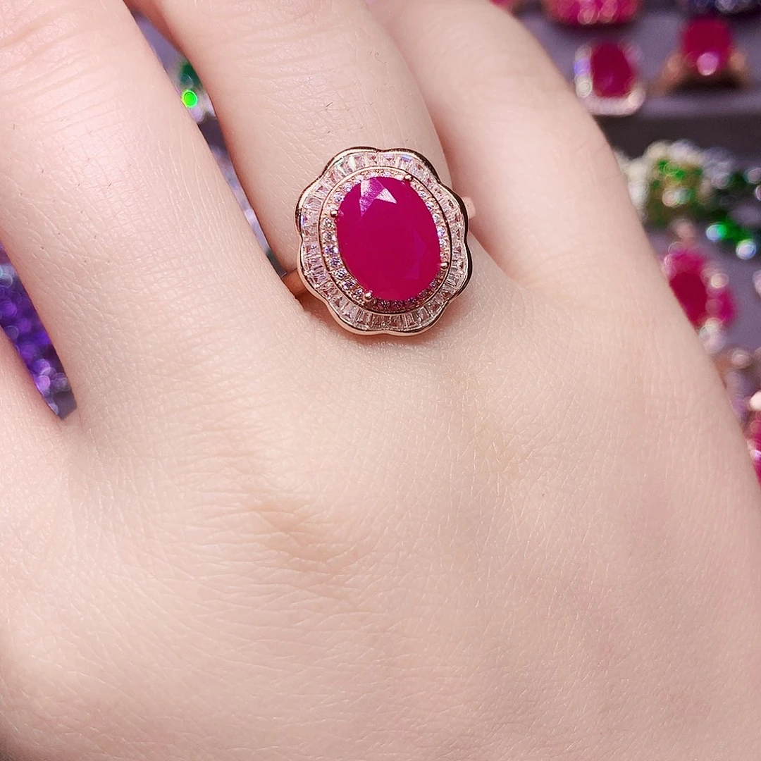 银S925镶嵌戒指红宝石