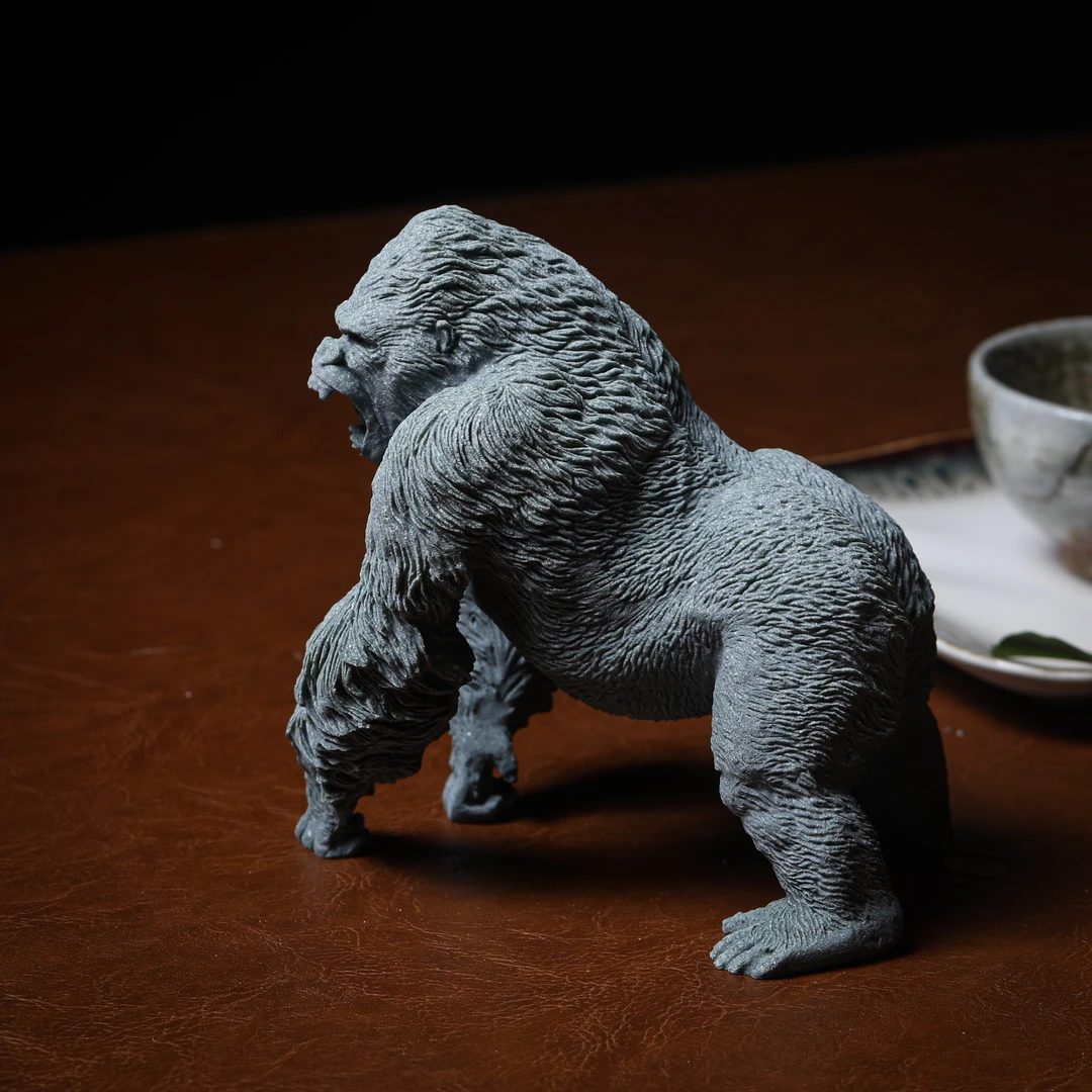 守古青砂石石材 大猩猩金刚摆件 居家装饰摆件 13-9-13cm