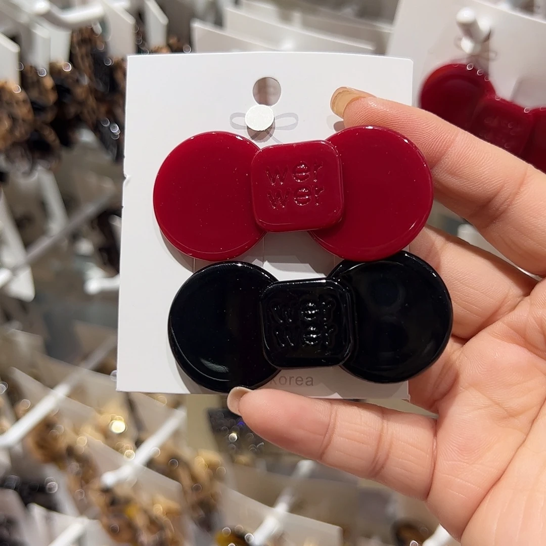 皮质非金属Wer醋酸蝴蝶结鸭夹一对