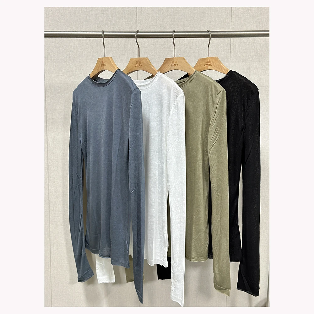 ZM2472 秋季新款纯色圆领长袖T恤女士打底衫