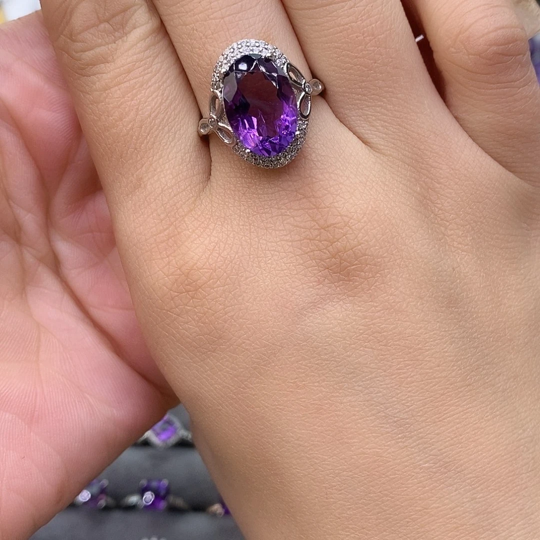 紫晶纯天然无优化紫水晶x银S925镶嵌?****?