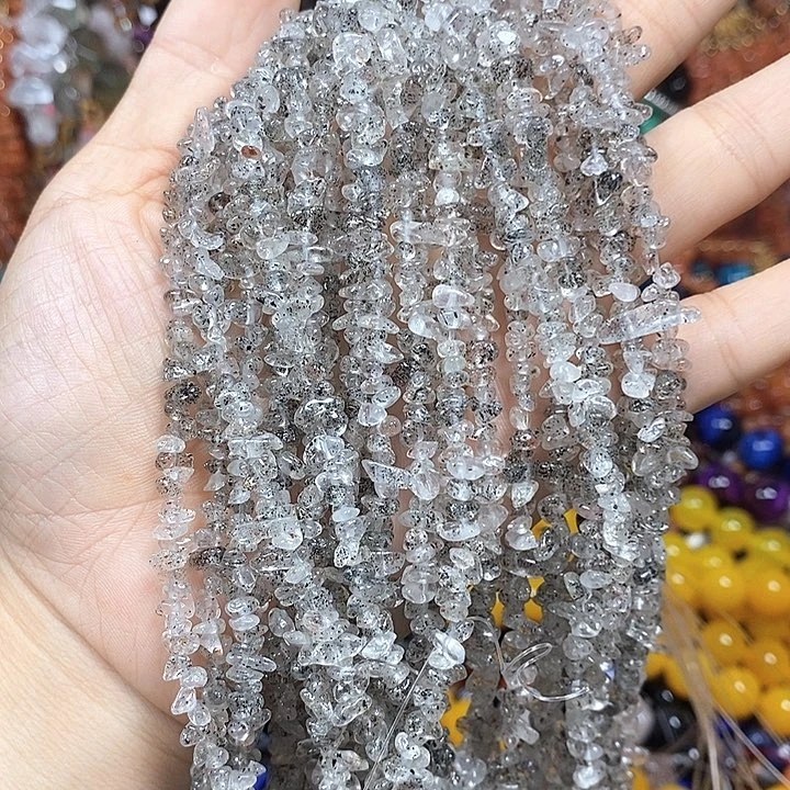 玛瑙/玉髓未镶嵌珠宝半成品天然黑草莓晶绕手4圈