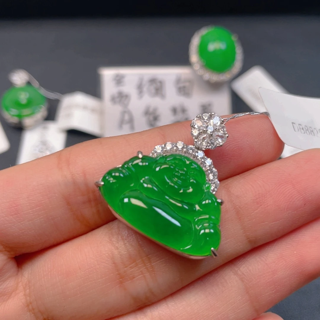 翡翠银S925镶嵌吊坠(不含链)