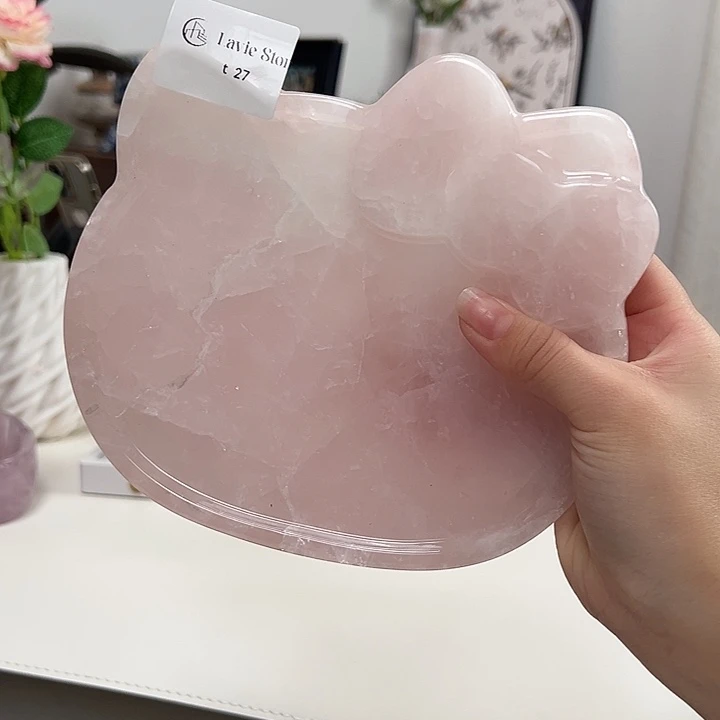 石材t27粉水晶kt猫盘