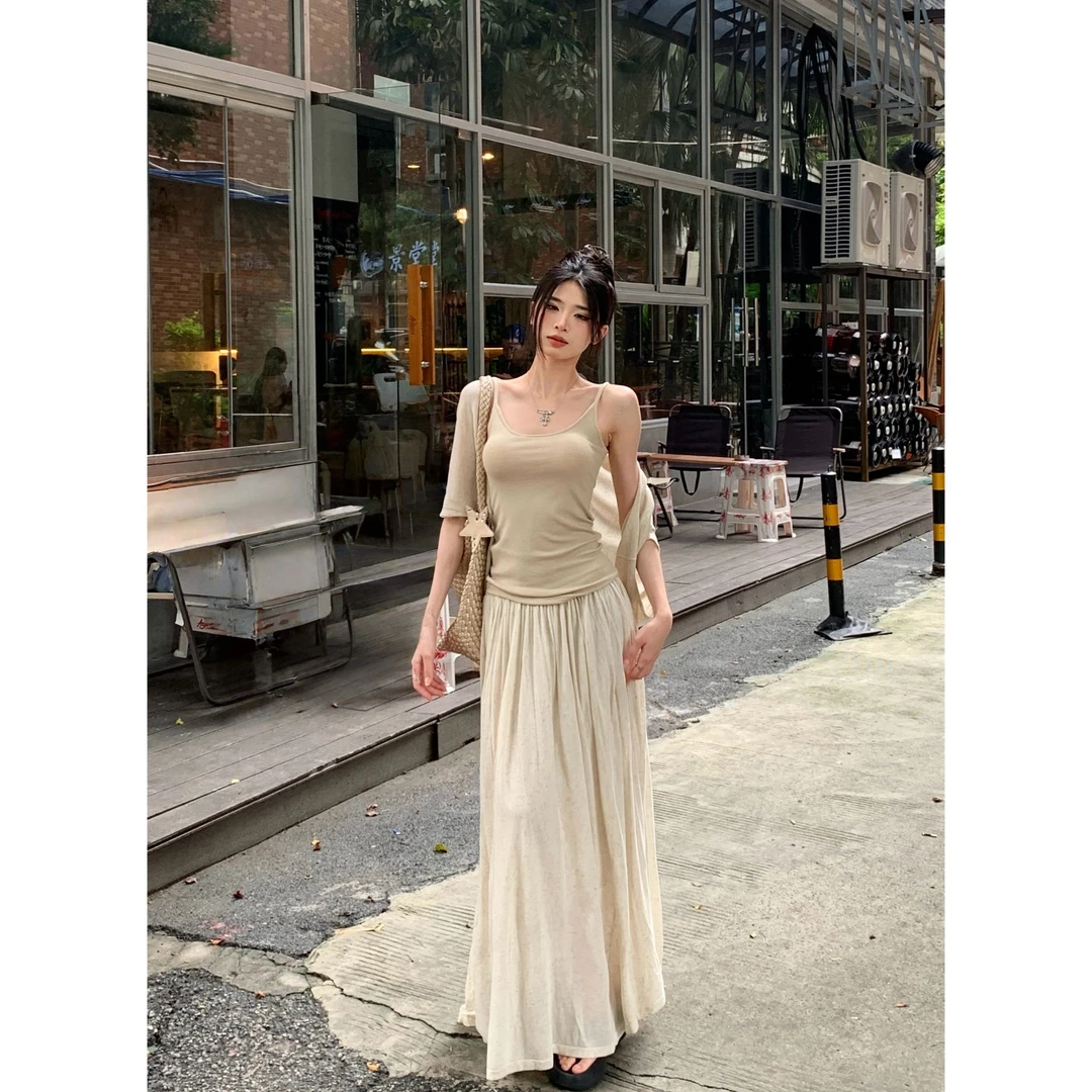 时尚套装百褶气质套装半身裙白色上衣半裙复古温柔