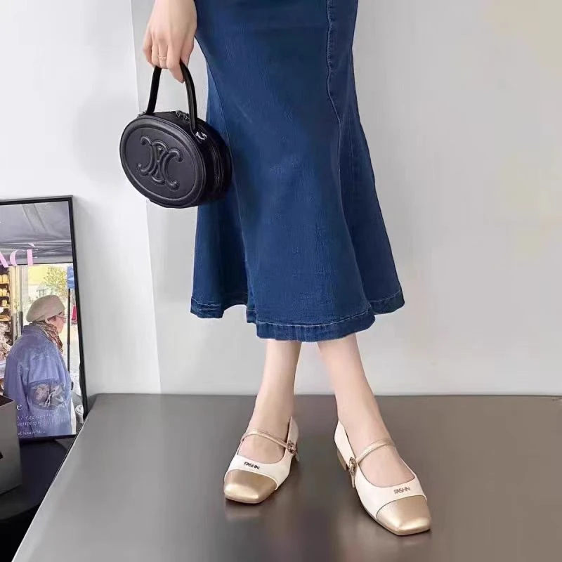 1050-1   新款舒适浅口粗跟百搭单鞋