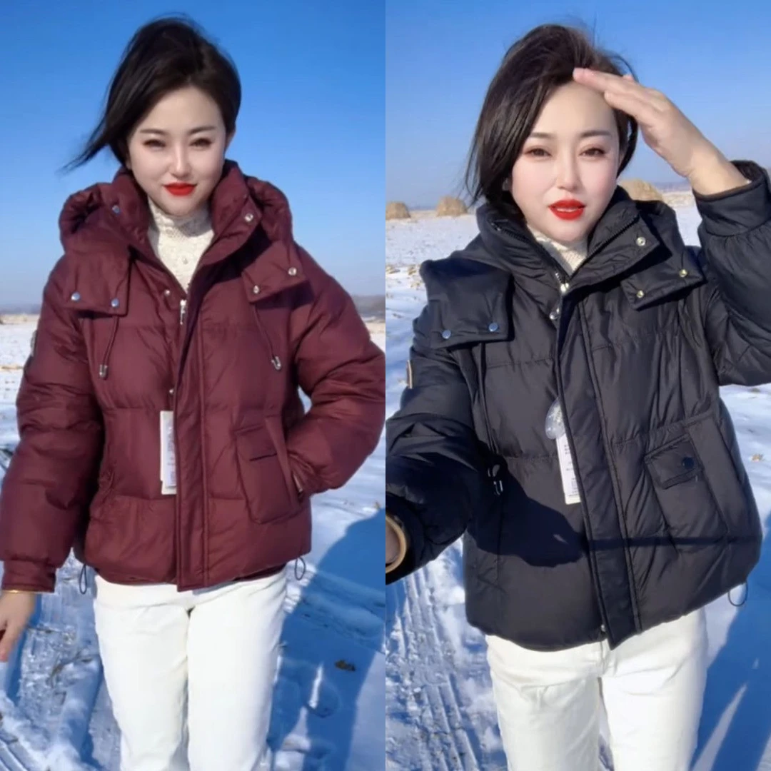 高档2025羽绒服冬季连帽新款鸭绒短款保暖加厚洋气过冬外套时尚潮