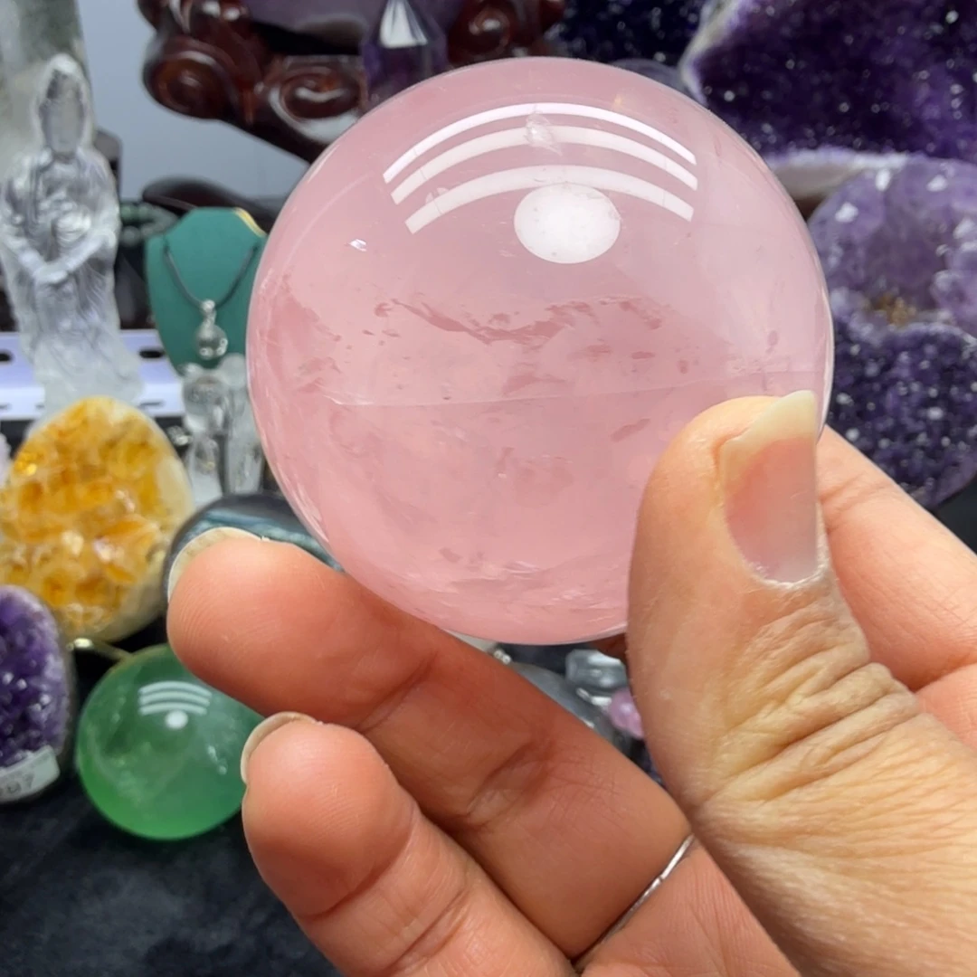 未镶嵌摆件水晶粉球