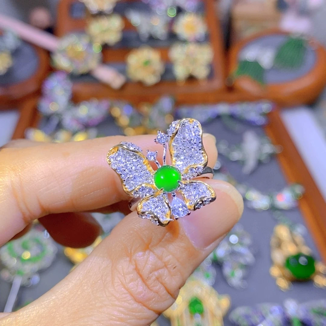 颈饰银S925镶嵌翡翠