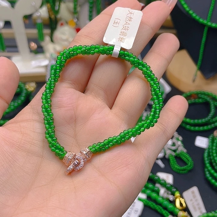 未镶嵌手链翡翠翡翠阳绿麻花手链