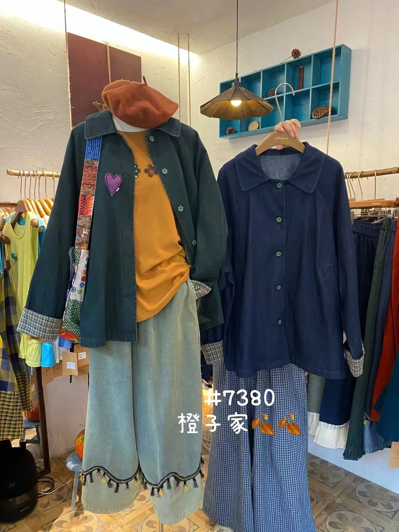 米多多 CZ#7380#日系复古牛仔衬衣