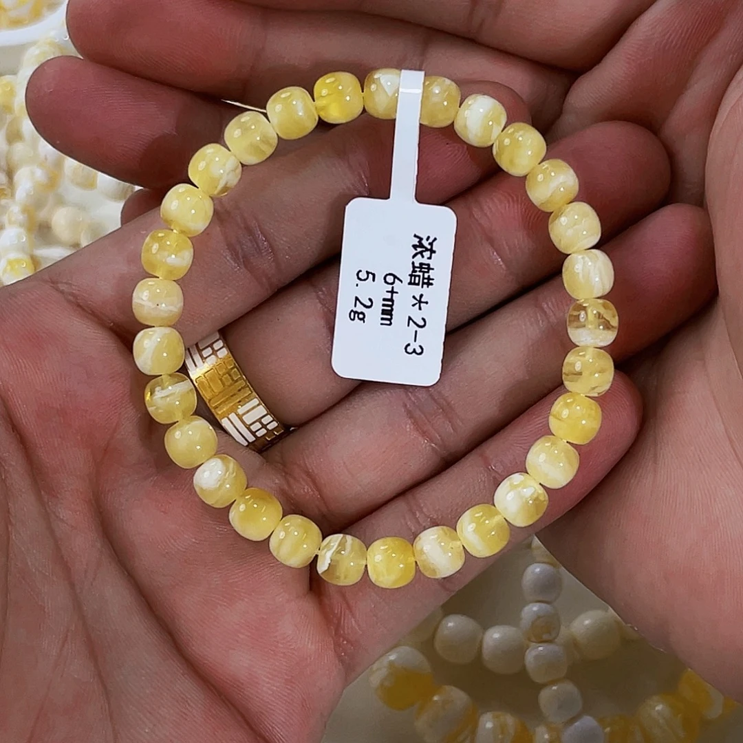 琥珀未镶嵌手链金白6m