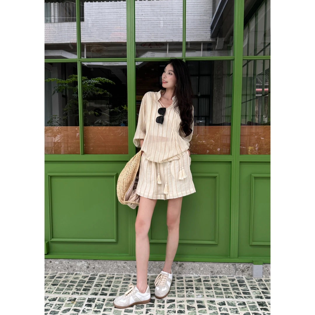 MOVEBY法式上衣高级感套装女2025夏新款不规则极简女衣两件套8432