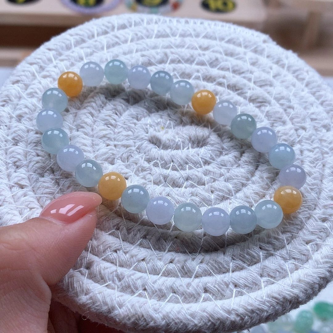 翡翠未镶嵌手串圆珠7.3多宝