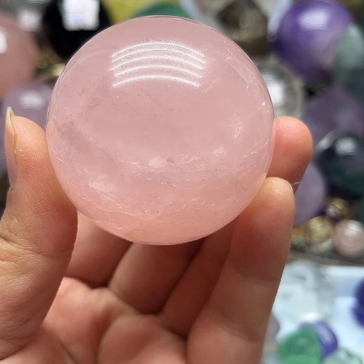 水晶珠宝半成品未镶嵌212克粉水晶球