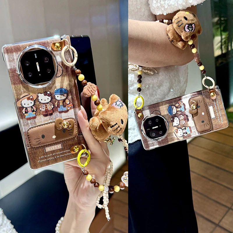 适用华为matex5手机壳新款mateX7折叠屏中轴x6典藏版x3卡通支架女