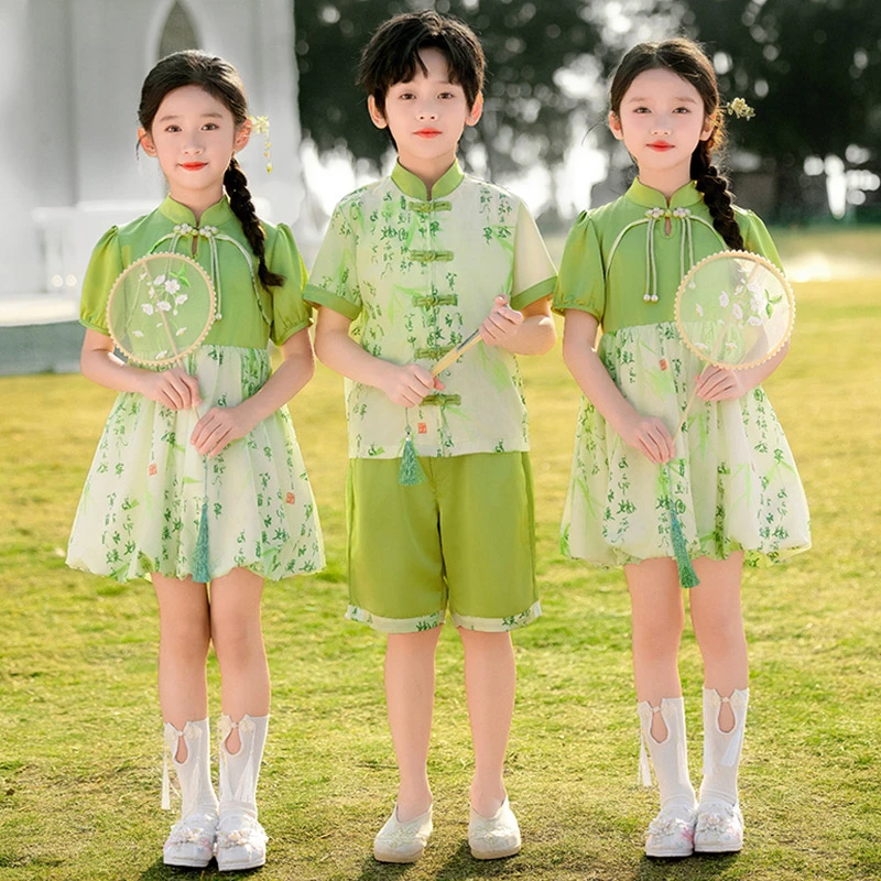 幼儿园毕业照服装夏季园服六一合唱朗诵演出服女童小学生校服汉服