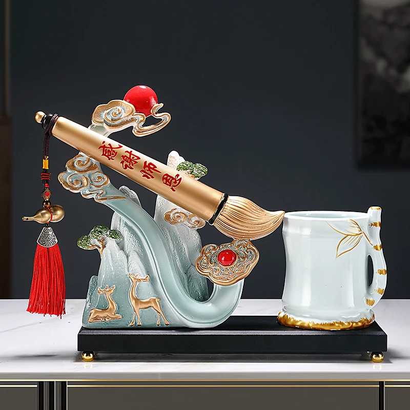 创意轻奢金榜题名感谢师恩陶瓷笔筒摆件办公室家用送同学老师礼物