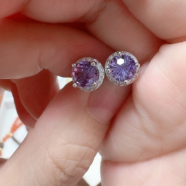 水晶耳饰银S925镶嵌耳钉