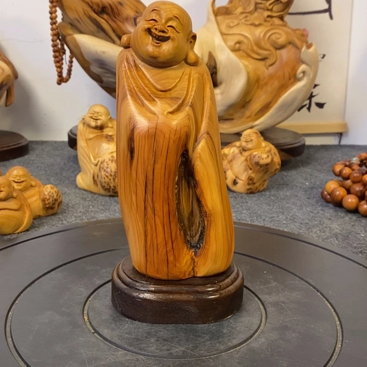 柏木（崖柏）崖柏弥勒佛摆件根雕工艺品