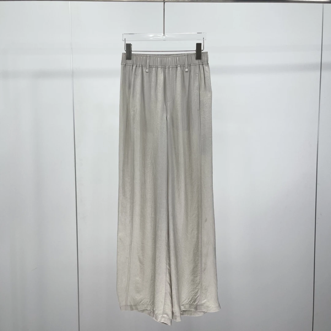 商场同款定制2025夏季新品松紧腰阔腿裤休闲裤女