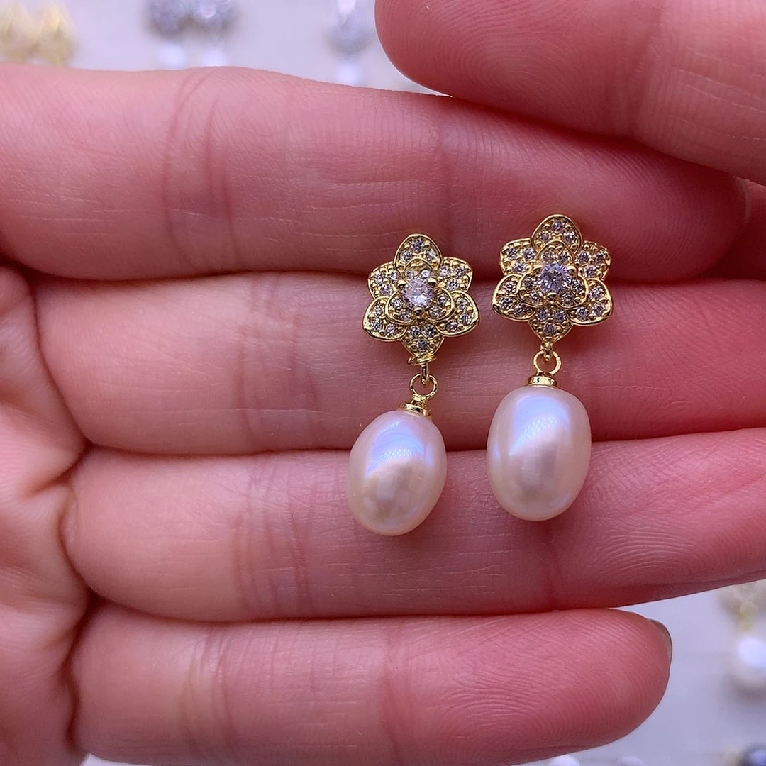 淡水珍珠耳饰合金