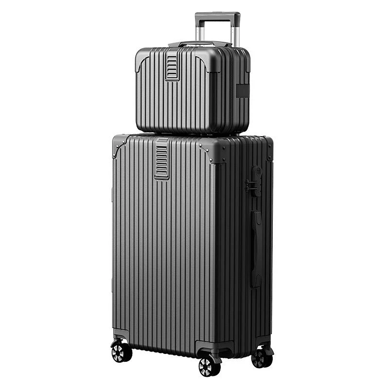 日本时尚扩展行李箱大容量旅行箱PC耐磨静音密码锁女24寸复古风拉