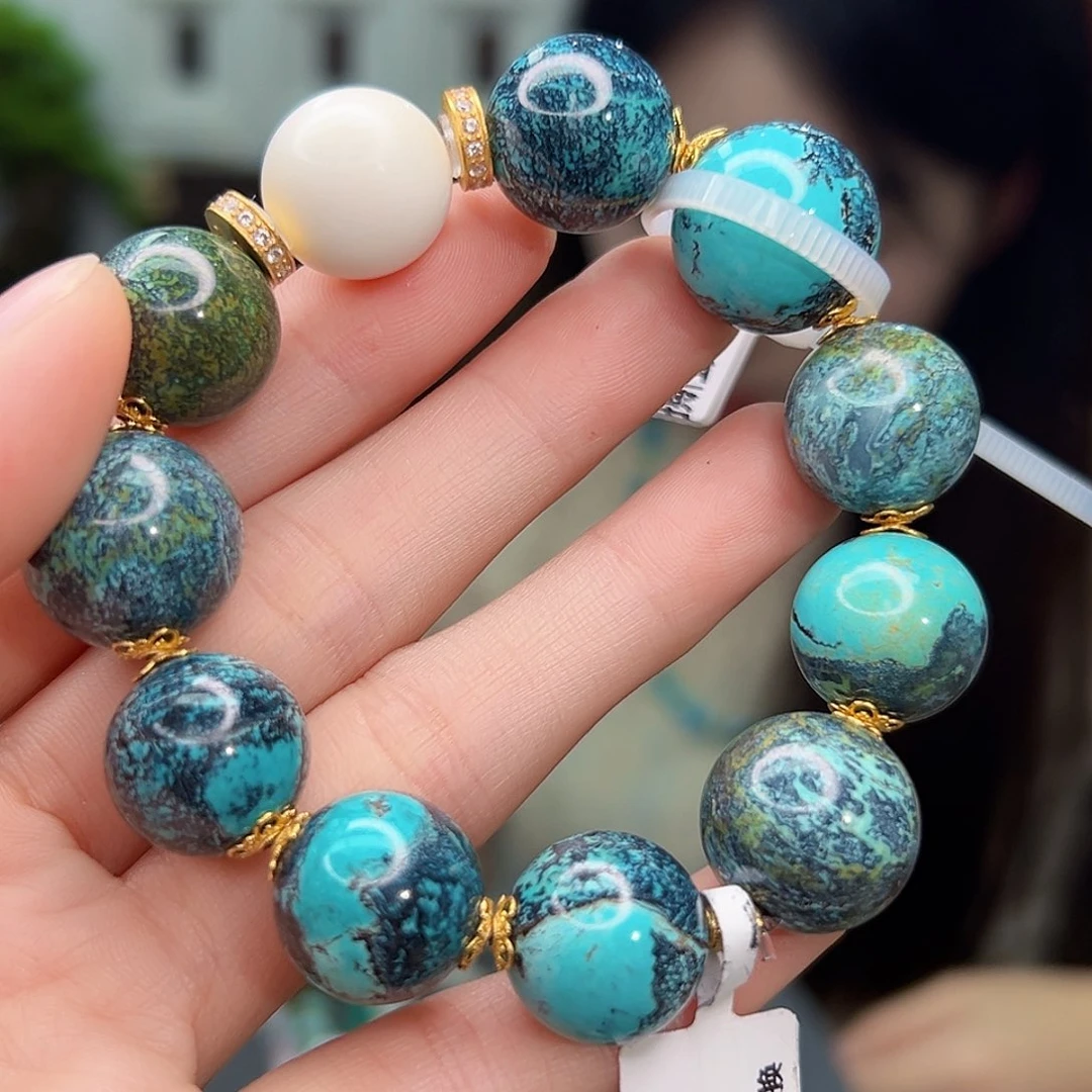 绿松石珠宝奇石18K金镶嵌