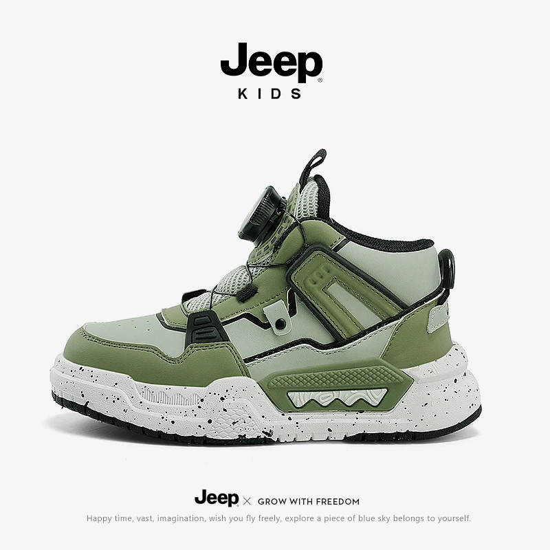 jeep童鞋春季新款儿童鞋女童轻便休闲防滑板鞋男童防纽滑扣运动鞋