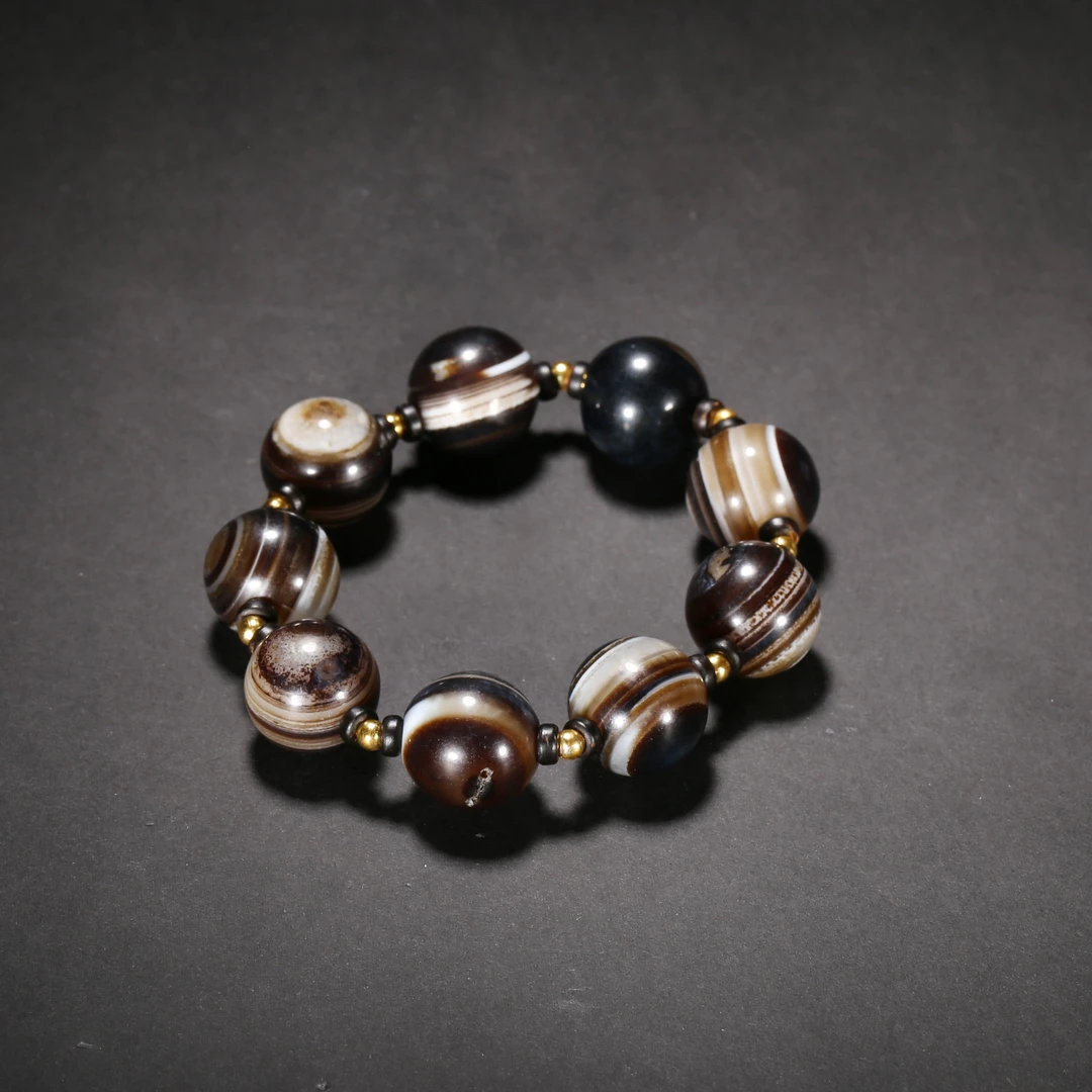 清代*缠丝带眼玛瑙手串/03MJ4252/玛瑙【北京文博】