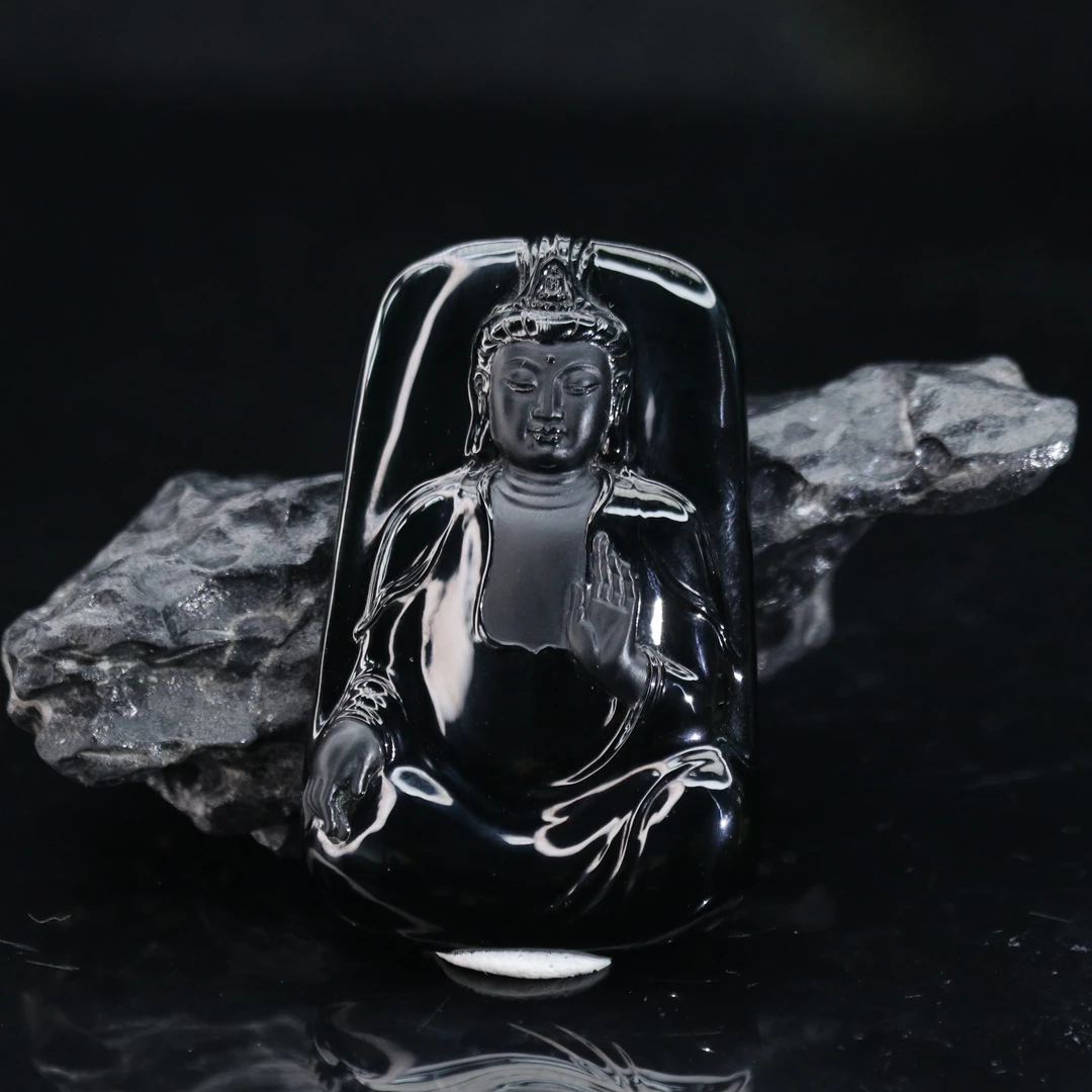 41天然A货翡翠墨翠观音吊坠（钟文杰作）/285506北京中保拍卖