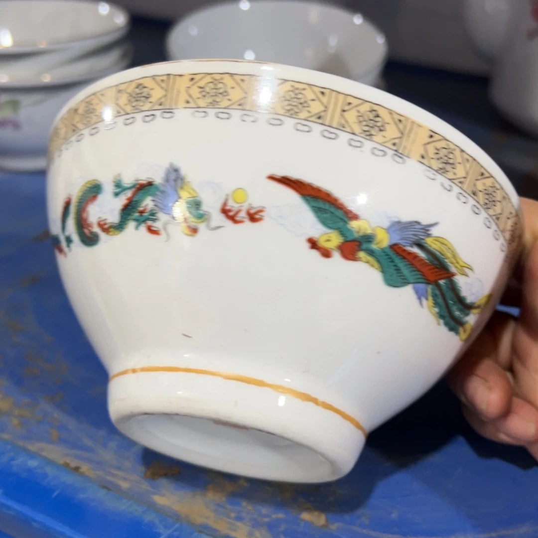 醴陵高温瓷13.5厘米老碗，微瑕