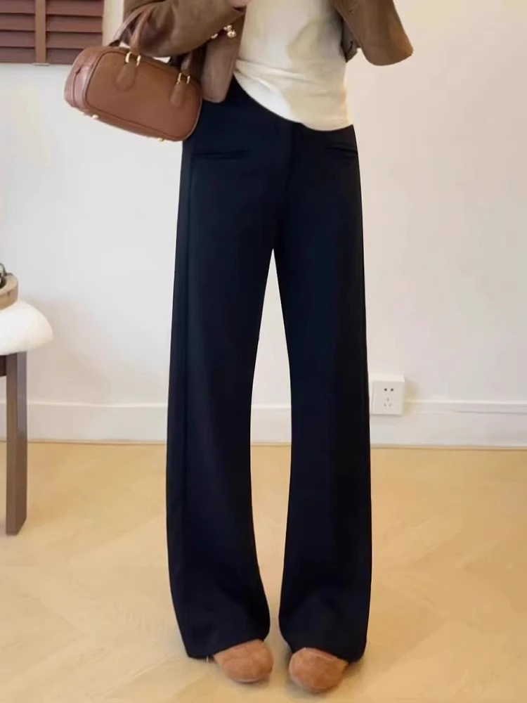 黑色休闲裤女2025新款高腰显瘦大码胖mm小个子夏季薄款垂感阔腿裤