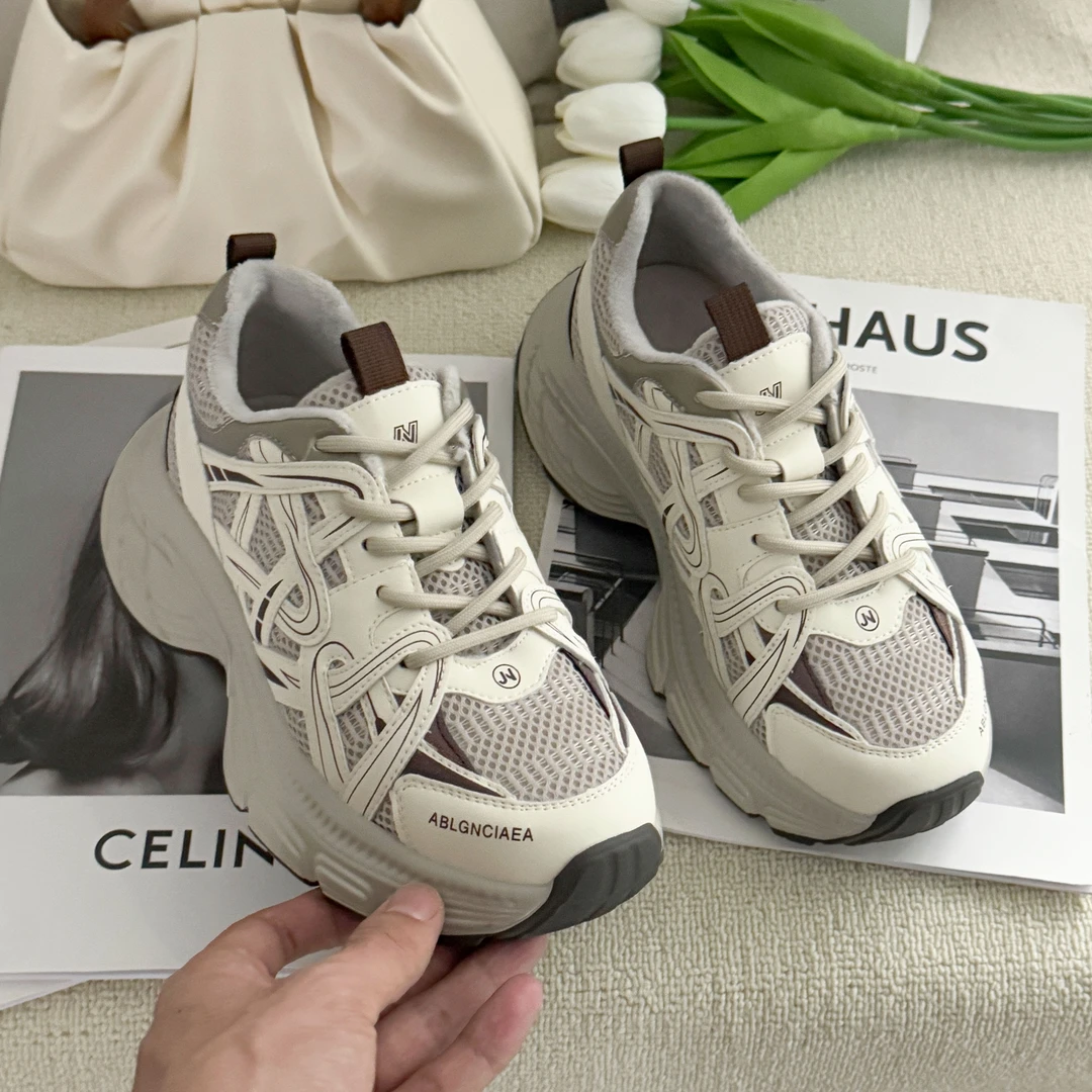 轻薄休闲！24年新款厚底增高老爹鞋复古加绒运动休闲鞋66X8867