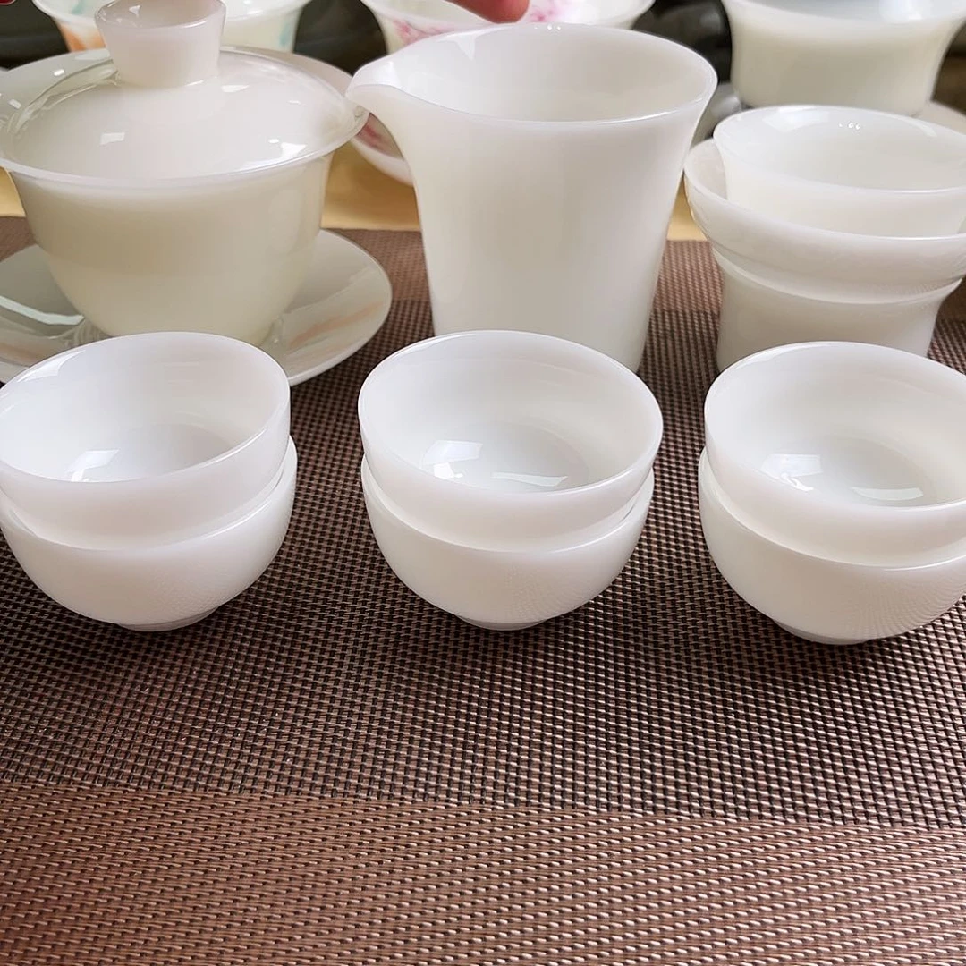 瓷片璞玉瓷元宝茶具套装11件套