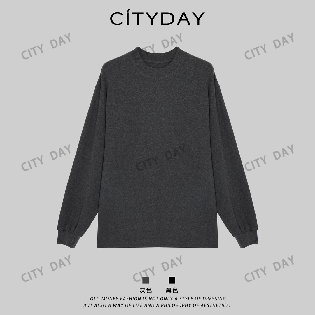 CityDay【灰叔】龙骨线-木浆纤维宽松休闲套头易打理卫衣 990206