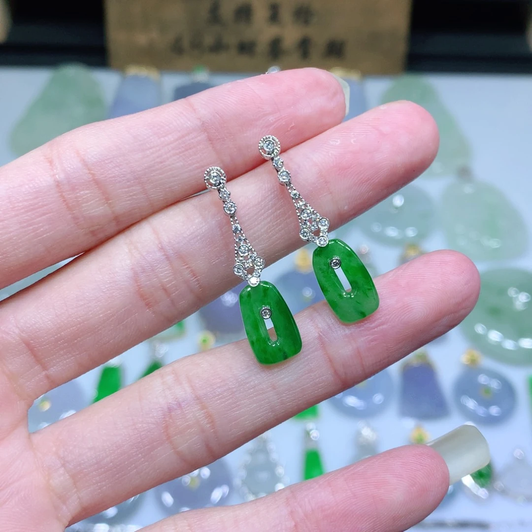 翡翠耳饰18K金镶嵌环