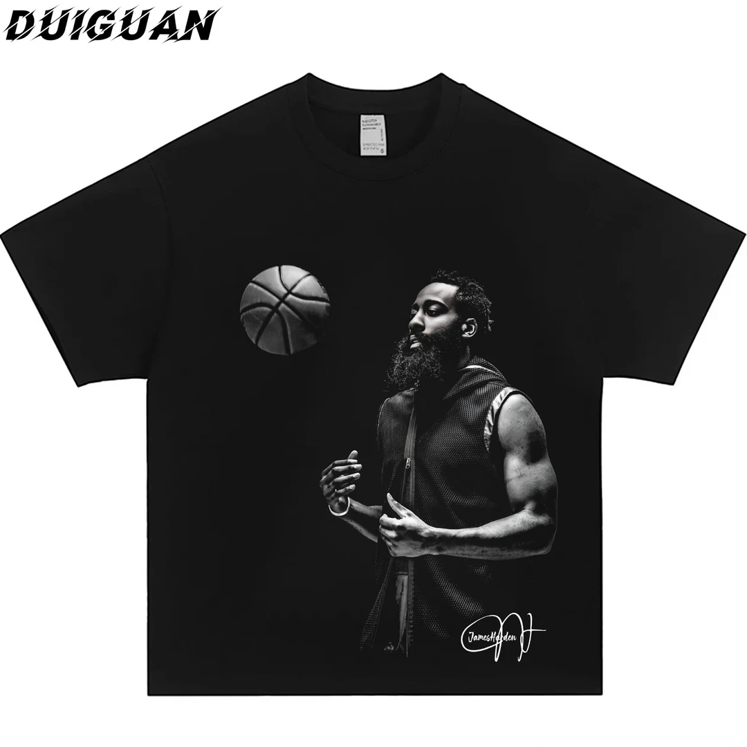 （DUIGUAN）哈登-投篮T桖印花休闲潮流纯棉t恤美式速干短袖男