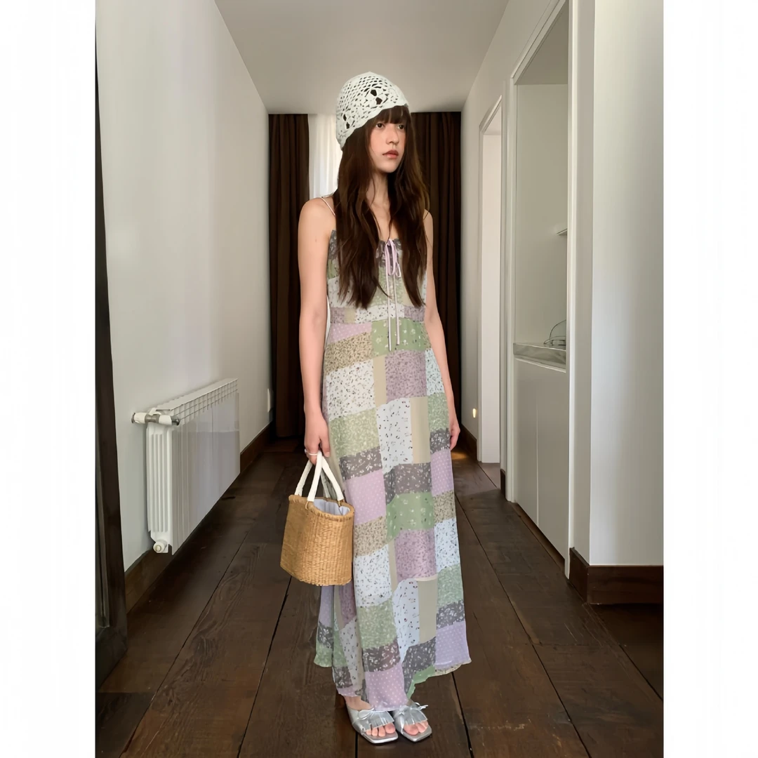 NEWOPEN25夏欧美时尚美学废土风双根式吊带连衣裙女S5559