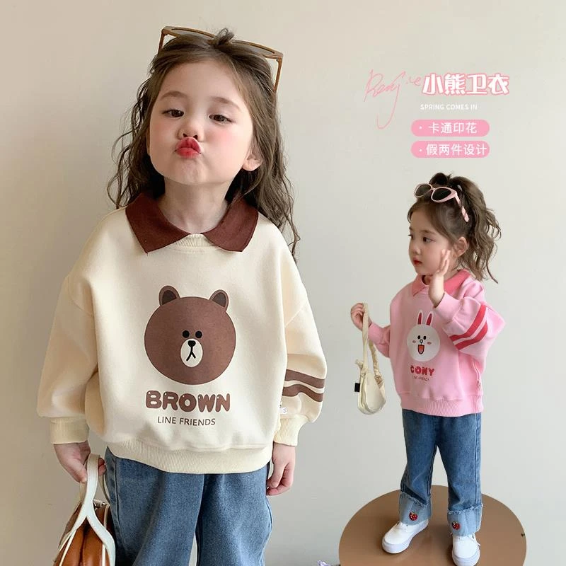 FAVMARTHA女童卫衣春秋款2025新款早秋洋气儿童装polo衫长袖女宝