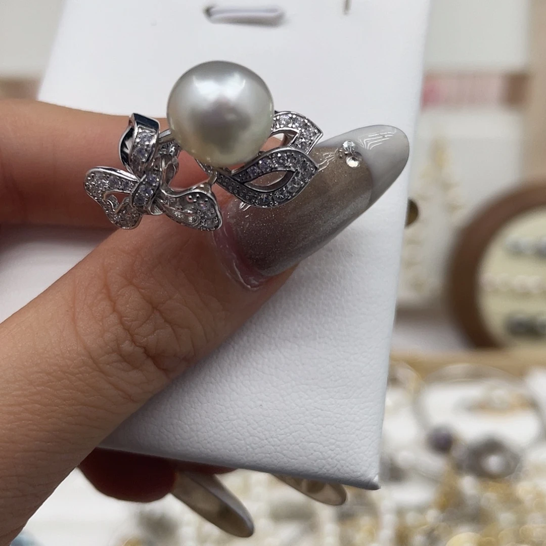 银S925镶嵌戒指海水珍珠