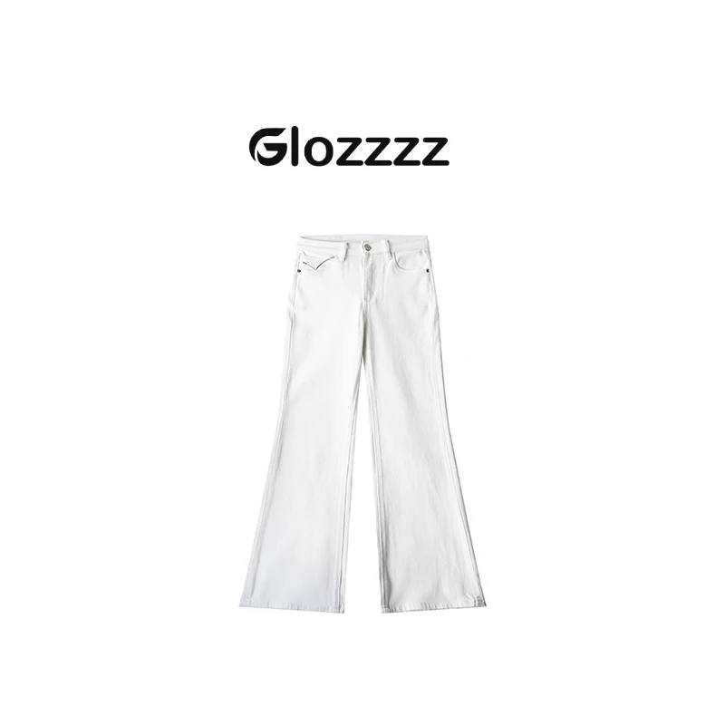 【Glozzzz】 至简白牛 定制水洗白色显瘦微喇高腰牛仔裤RM 5526